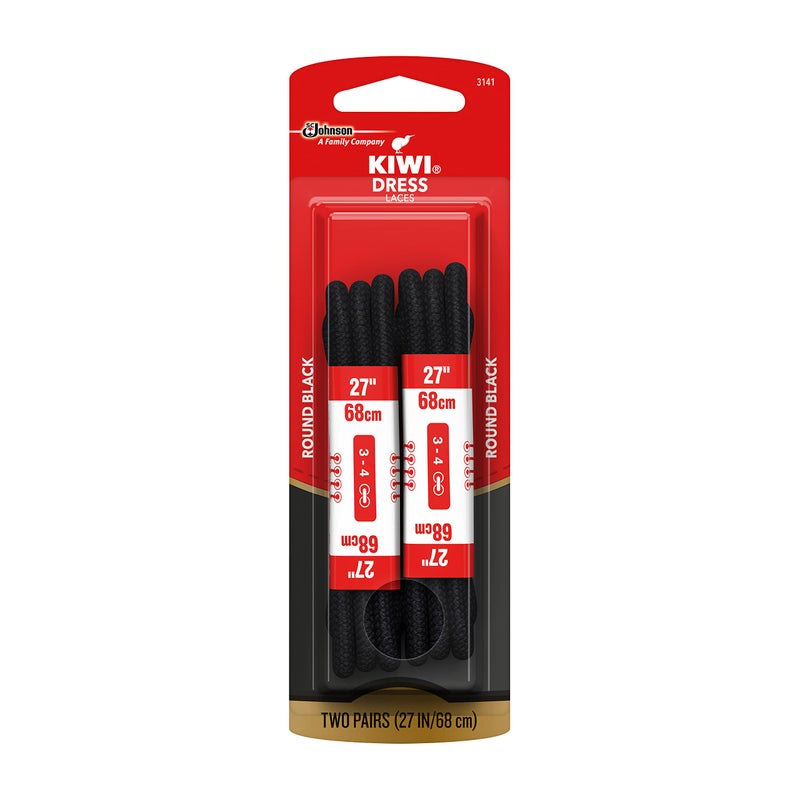 SC Johnson Kiwi Dress Shoe Laces, round, Black, 0.32 Oz - Image 1